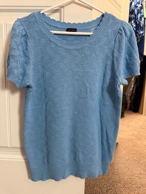 Talbots light blue puff short sleeve sweater tee